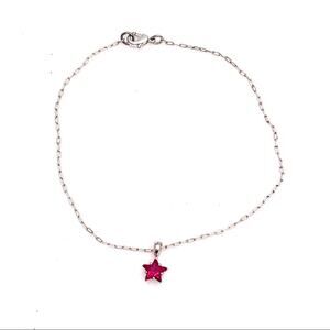 Pink Star charm bracelet with chain silver color